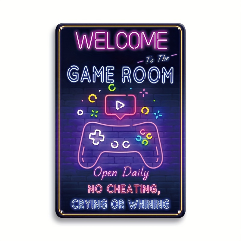 Retro Gaming Room - 게임룸에 오신 것을 환영합니다 금속 간판