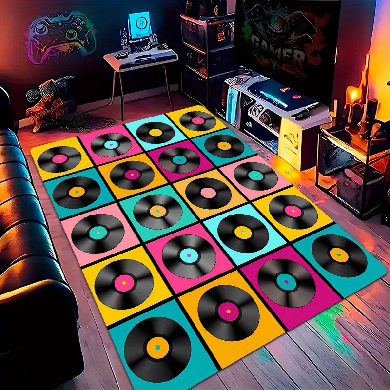 레트로 바이닐 레코드 모양 카펫, 팝아트 화려한 음악  - Retro Gaming Lounge 리뷰 및 가격