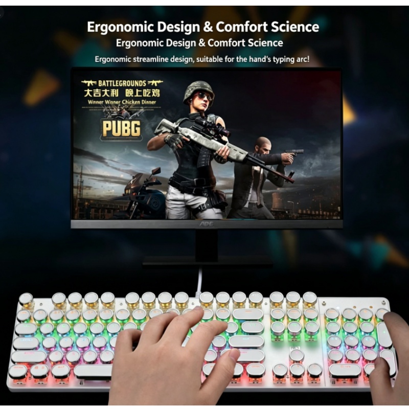 HJK920 스팀펑크 기계식 유선 키보드 게이밍 e스포 - Retro Gaming Lounge 리뷰 및 가격