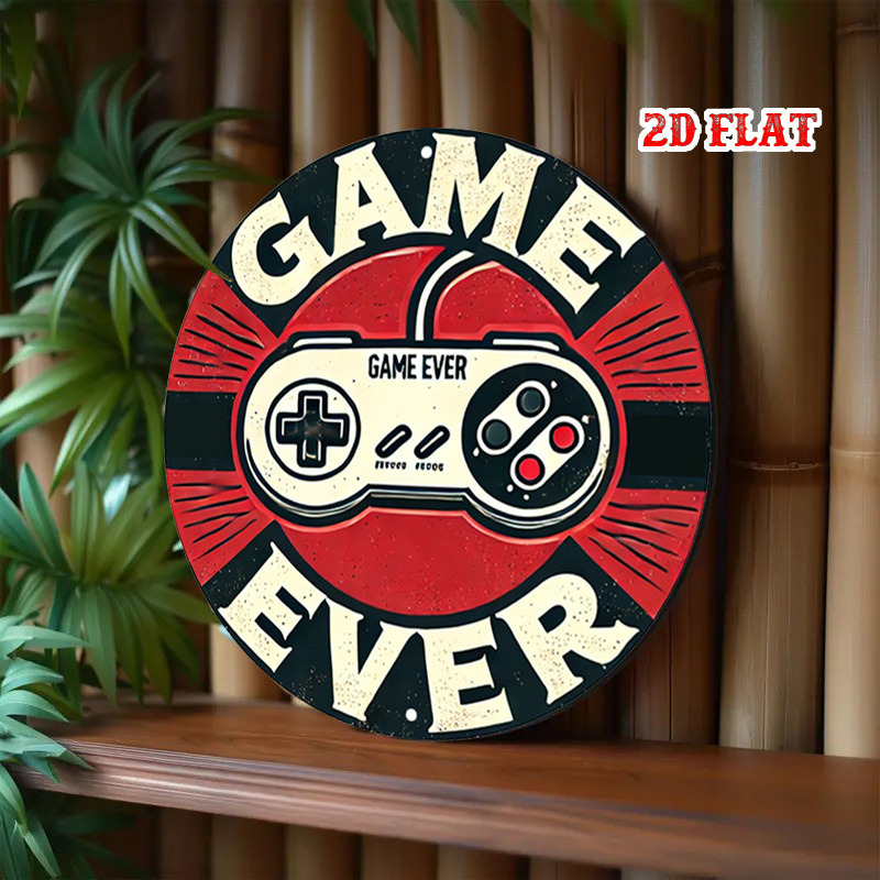 2D 플랫 1개 레트로 게임용 원형 알루미늄 사인, 컨 - Retro Gaming Art 리뷰 및 가격
