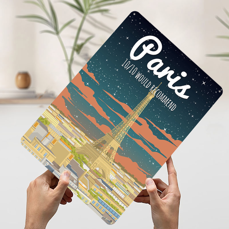 파리 에펠탑 여행 포스터 맞춤형 빈티지 금속 간판 벽  - Retro Gaming Paris 리뷰 및 가격